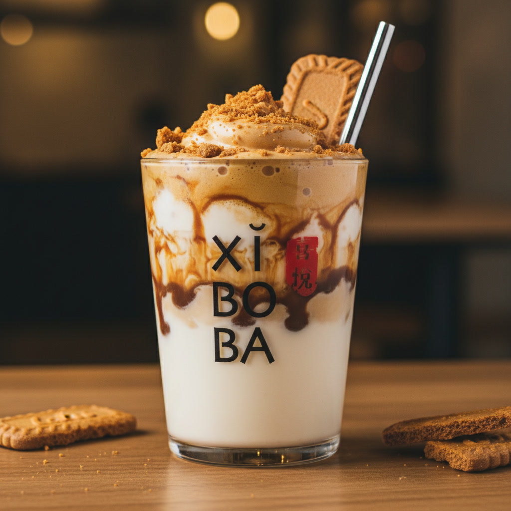 Salted Caramel Biscoff Dalgona With Hokkaido Milk Pudding